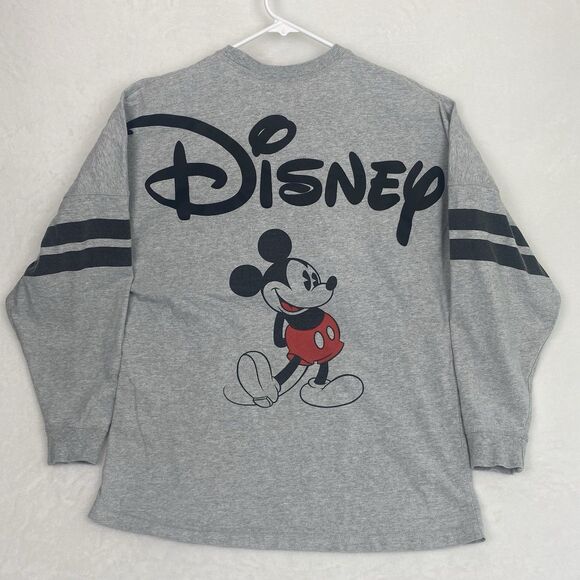 Disney Mickey Mouse Graphic Shirt Adult Small Gray Long Sleeve Crewneck Casual - Picture 1 of 6